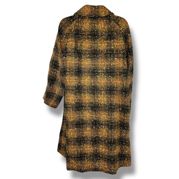 Vintage Pendleton Wool Tweed Coat Black Orange Plaid button peckled - Picture 3 of 8